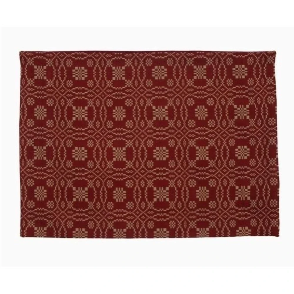 Primitive Colonial Lover's Knot Barn Red Coverlet Placemat 14